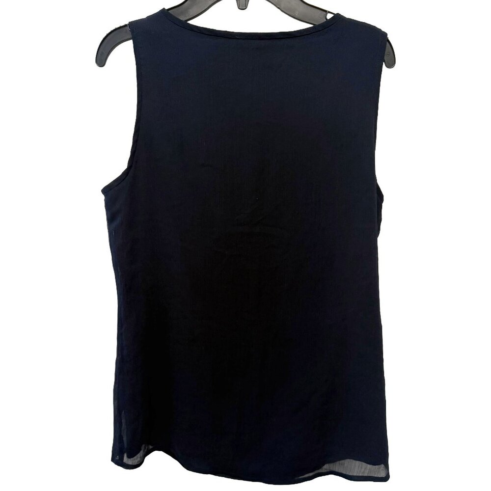 Banana Republic Navy Pleated Sleeveless Blouse Size S - Picture 2 of 3